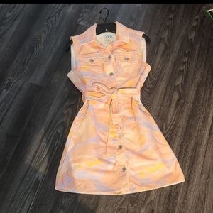 Zara Orange, Pink, Purple Printed Denim Dress Small